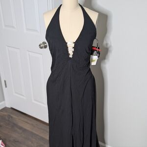 NWT Night Way Collections Vneck Jeweled Black Maxi Dress Large (See Description)